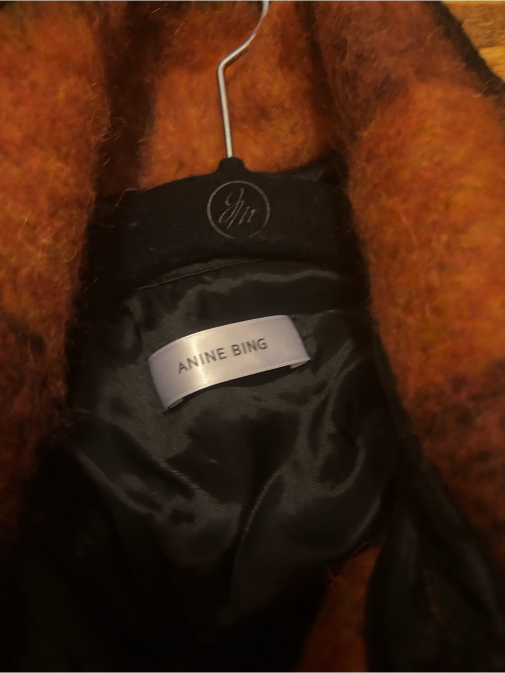 NWOT ANINE Bing Women's Pumpkin & Black Plaid Shacket Jacket - Picture 4 of 4